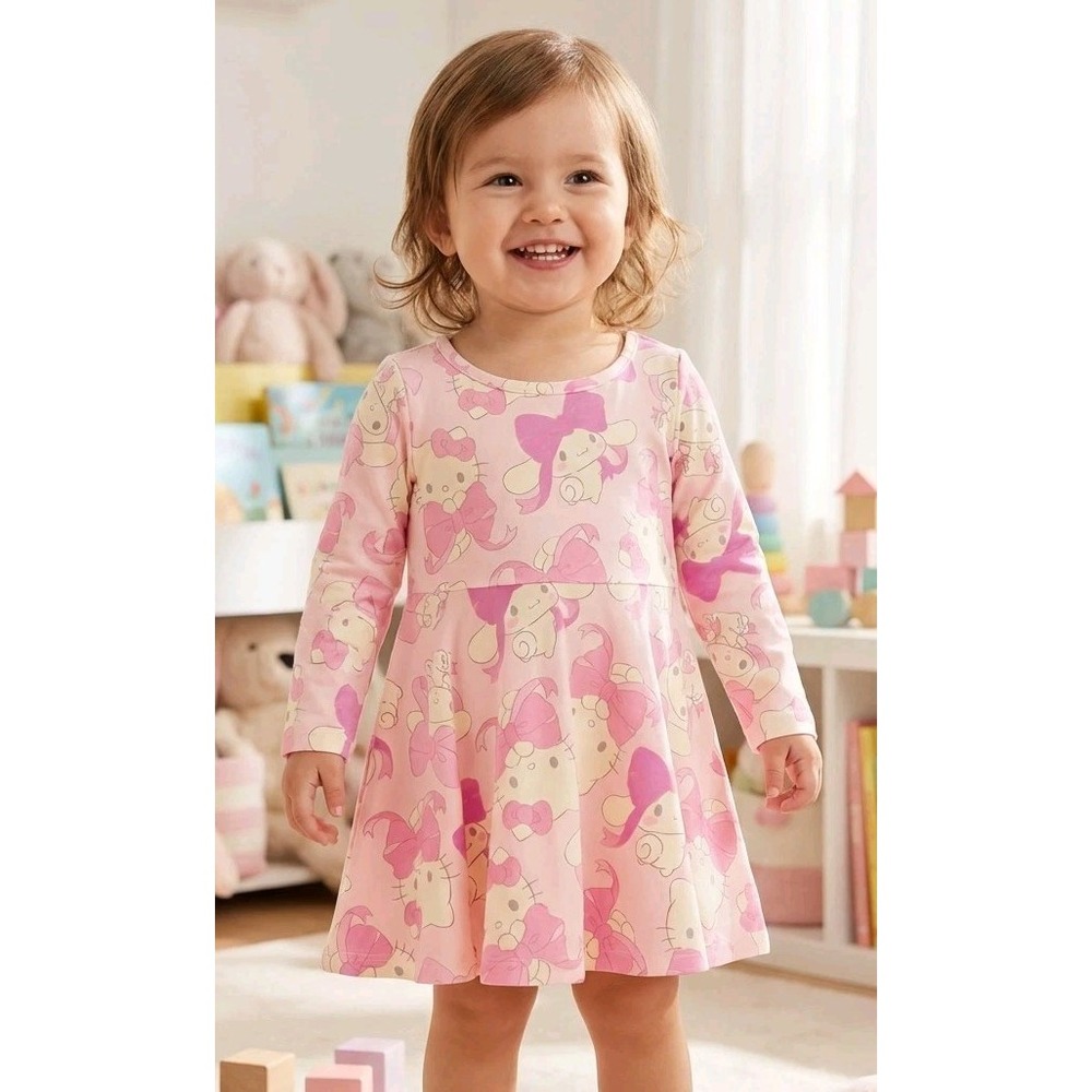 Girls' Hello Kitty & Friends Pink Long Sleeve Dress Size 18 Months NWT Comfy Top